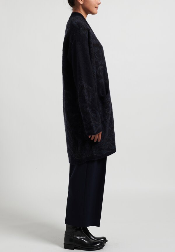 Lainey Keogh Floral Cocoon Coat in Navy	