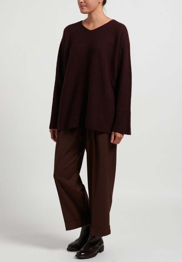 Lainey Cashmere Oversized V-Neck Sweater in Rust