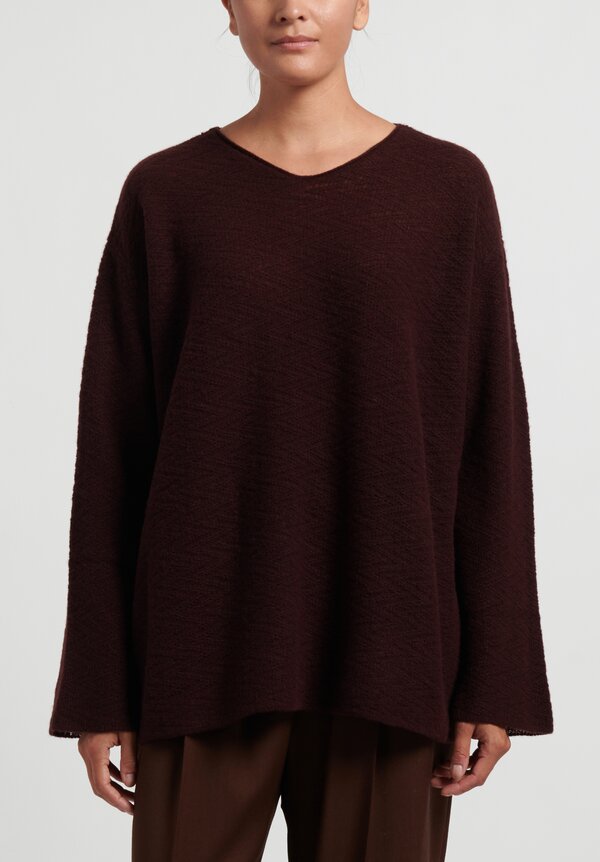 Lainey Cashmere Oversized V-Neck Sweater in Rust