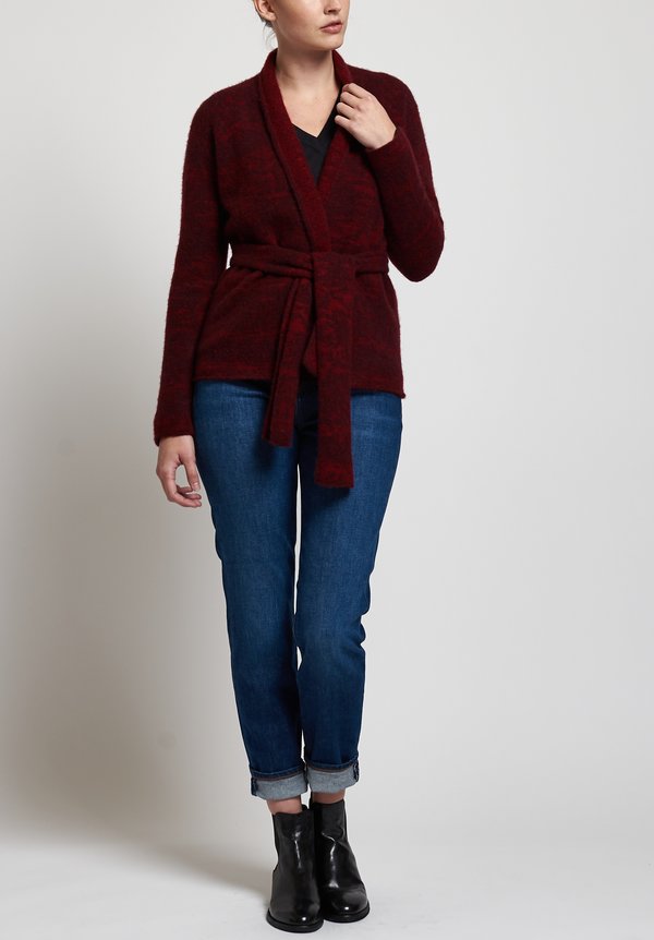 Lainey Keogh Belted Cardigan in Deep Red	