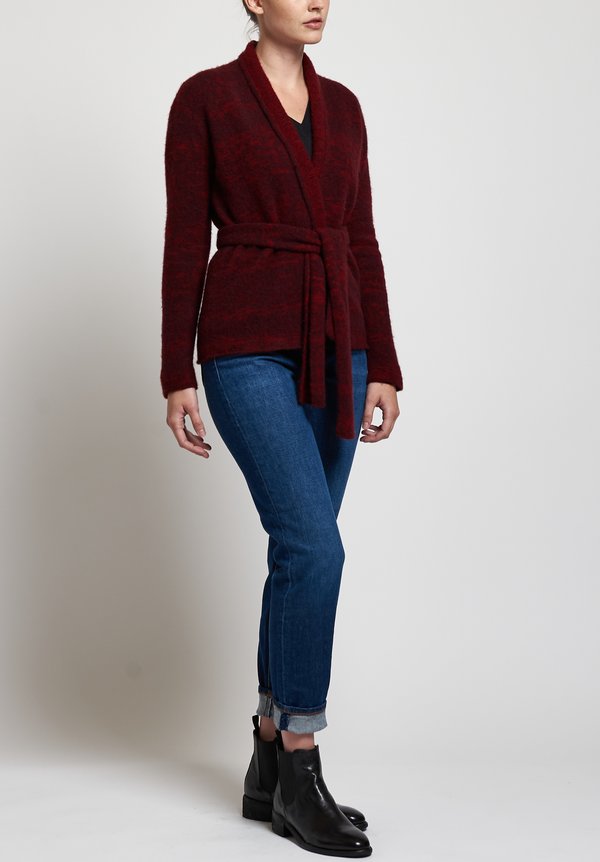 Lainey Keogh Belted Cardigan in Deep Red	