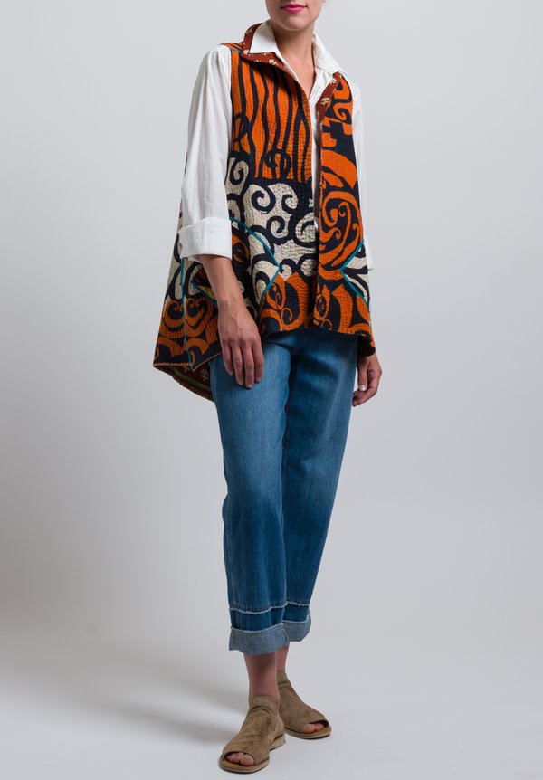 Mieko Mintz Short 4-Layer Vest in Orange/ Rust	