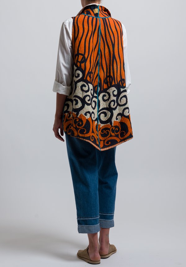 Mieko Mintz Short 4-Layer Vest in Orange/ Rust	