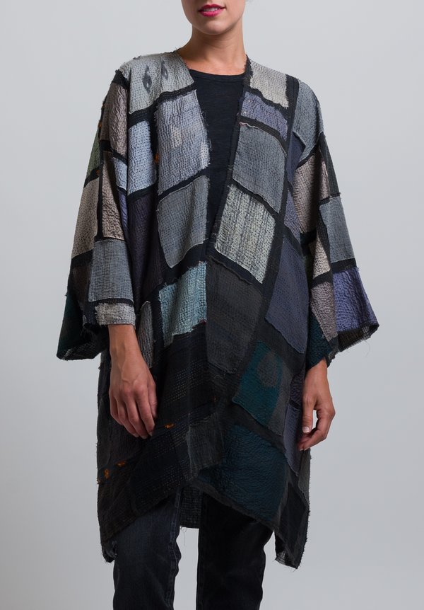 Mieko Mintz 2-Layer Tile Patch Kimono Duster in Grey	