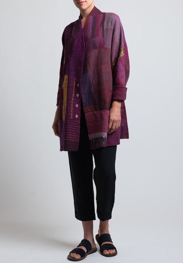 Mieko Mintz 4-Layer Cotton/ Silk Topper Jacket in Purple	