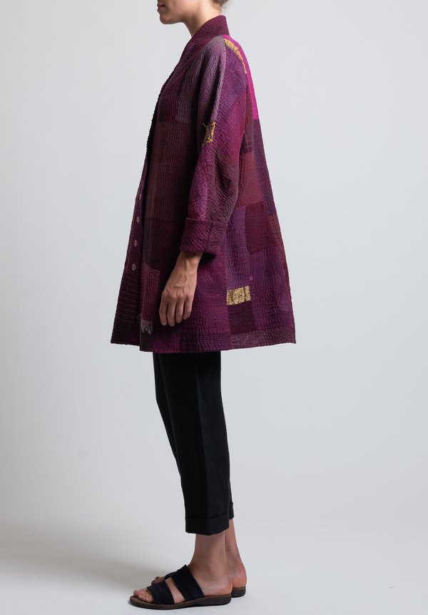 Mieko Mintz 4-Layer Cotton/ Silk Topper Jacket in Purple	