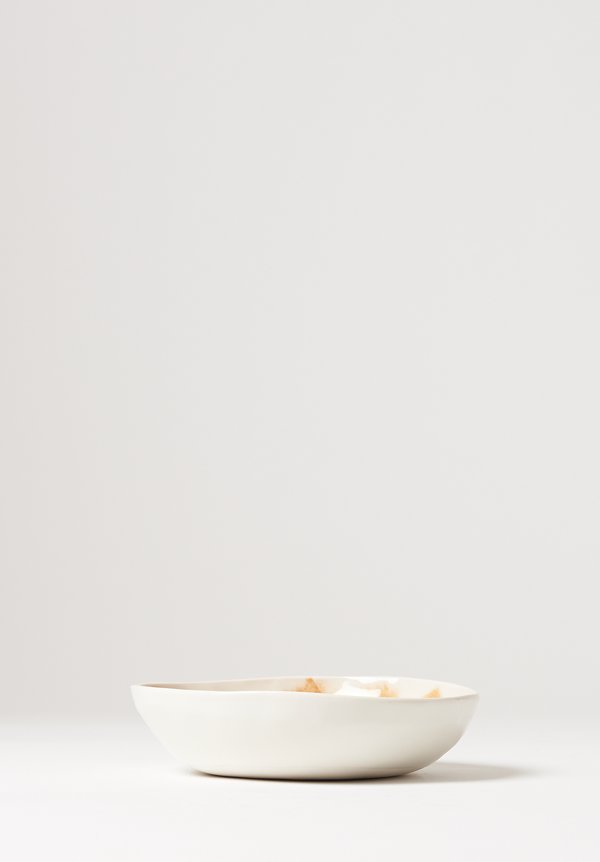 Bertozzi Brush Interior Shallow Porcelain Bowl in Arancione	