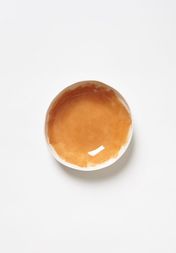 Bertozzi Brush Interior Shallow Porcelain Bowl in Arancione	
