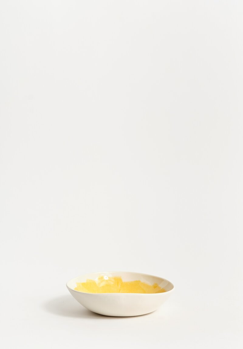 Bertozzi Brush Interior Shallow Porcelain Bowl in Gold