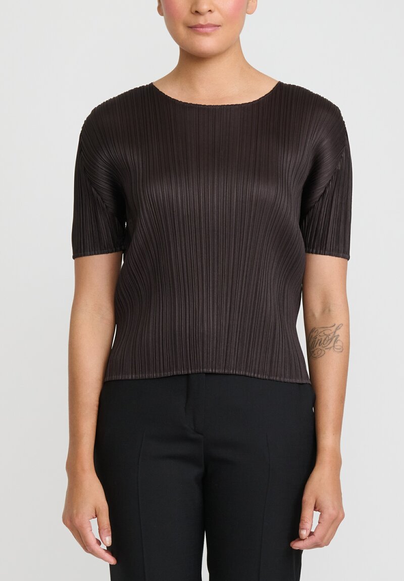 Issey Miyake Pleats Please June Top in Dark Brown