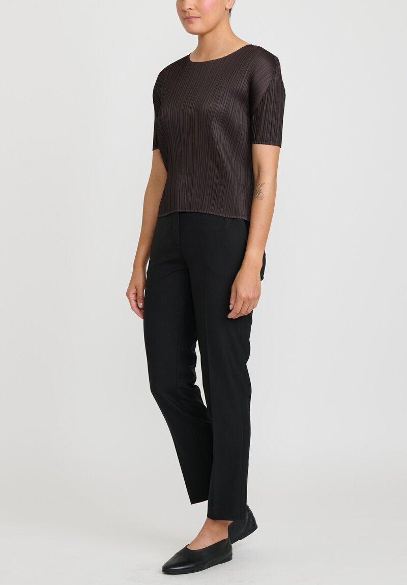 Issey Miyake Pleats Please June Top in Dark Brown	