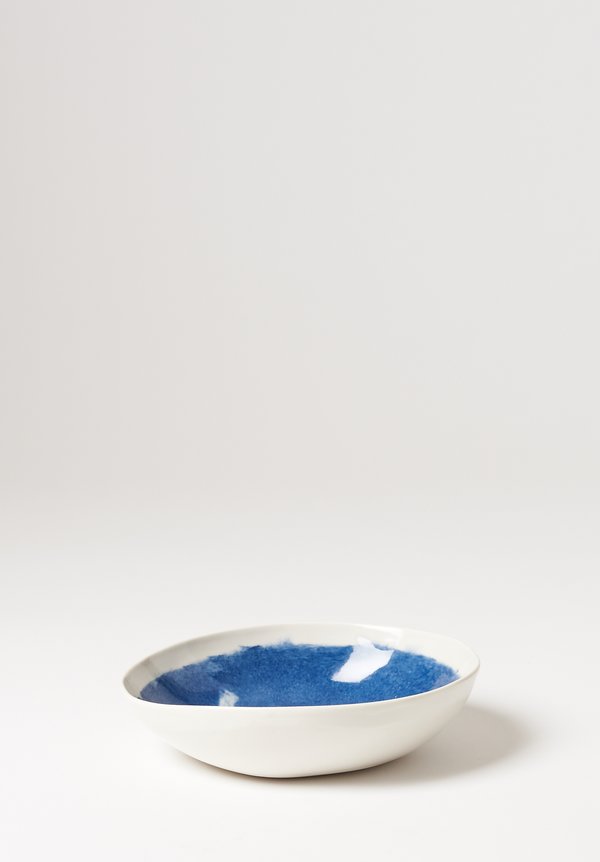Bertozzi Porcelain Painted Shallow Bowl in Blu Anchovies	