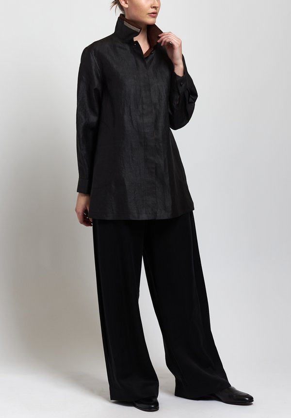 Sophie Hong Silk Smooth Relaxed Shirt in Black
