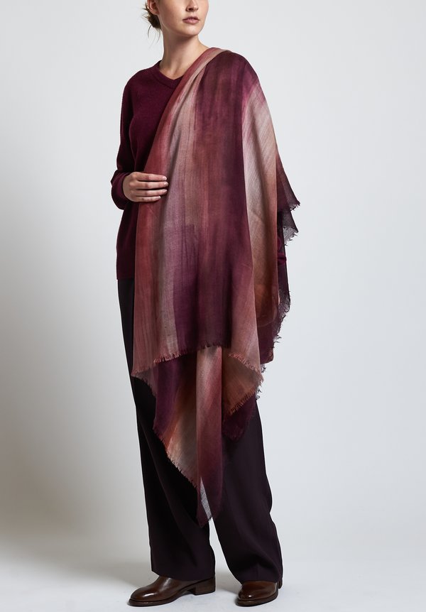 Alonpi Cashmere Hand Painted Vannes Scarf in Purple Ombre	