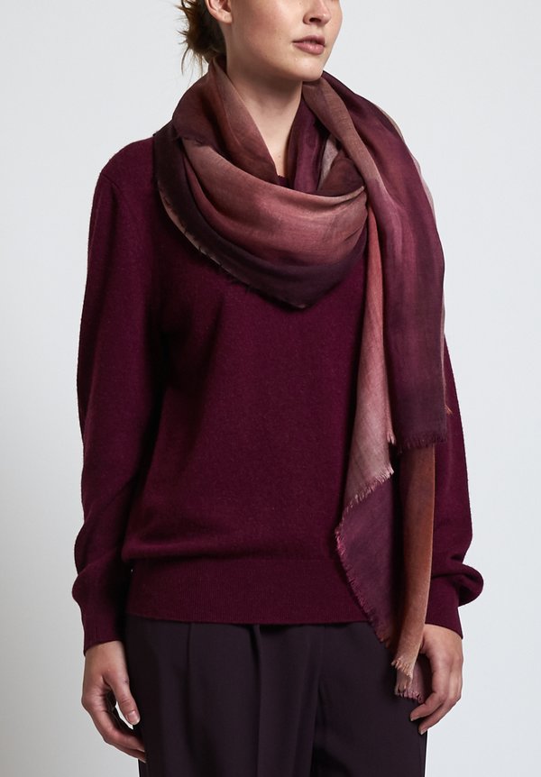 Alonpi Cashmere Hand Painted Vannes Scarf in Purple Ombre	