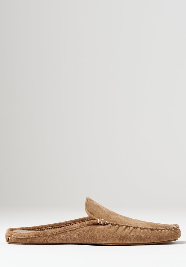 Alonpi Suede Megeve Mule Slippers in Light Brown	