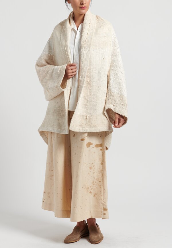 Kaval Japanese Vintage Silk Woven Haori Coat in Natural	