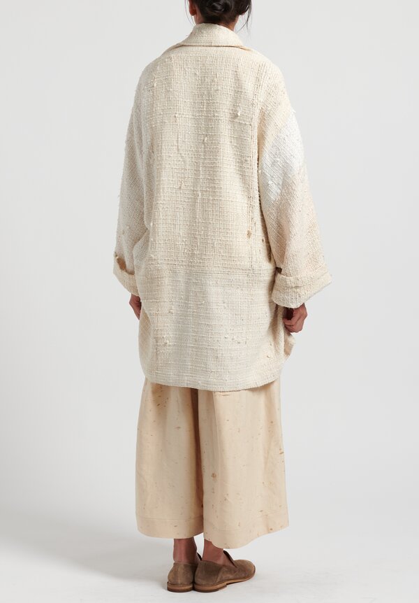 Kaval Japanese Vintage Silk Woven Haori Coat in Natural	