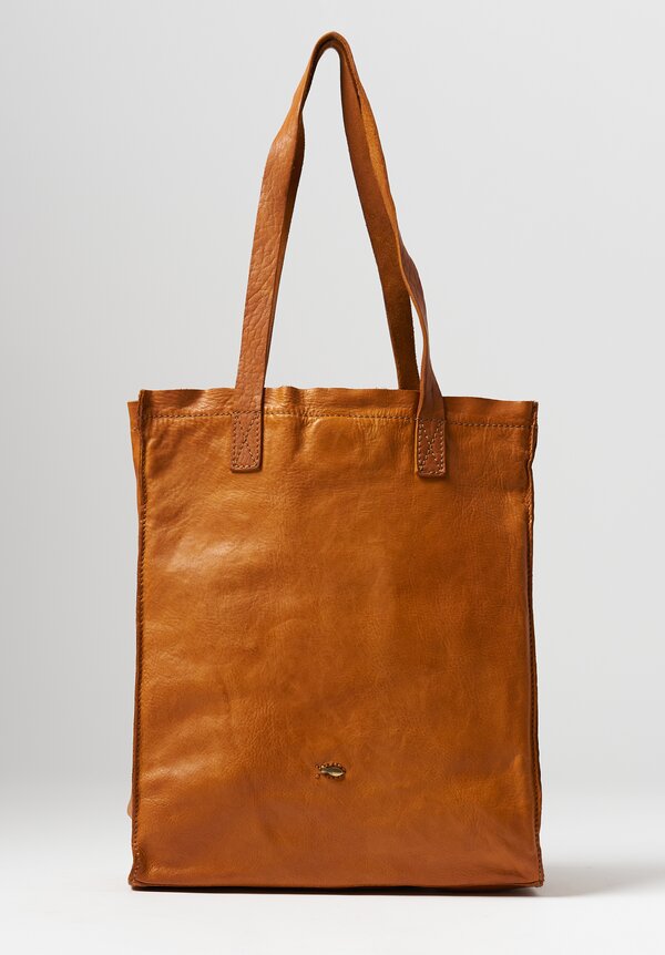 Campomaggi Leather Shopping Tote in Yellow	