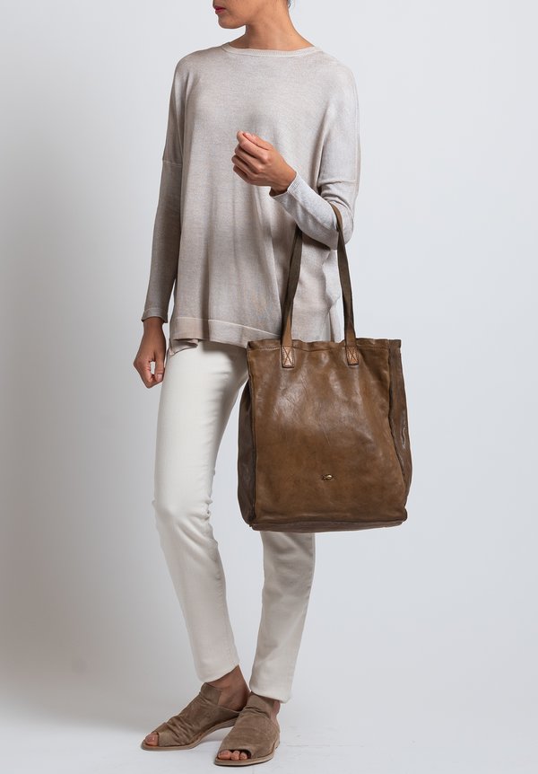 Campomaggi Leather Shopping Tote in Military	