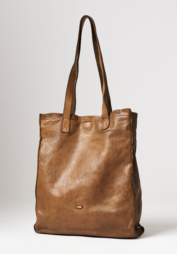 Campomaggi Leather Shopping Tote in Military	
