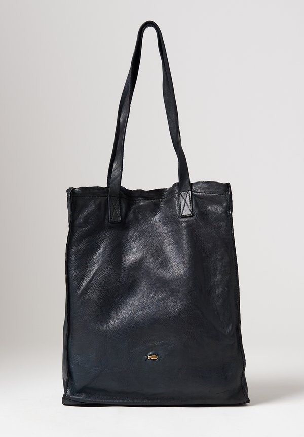 Campomaggi Leather Shopping Tote in Blue	