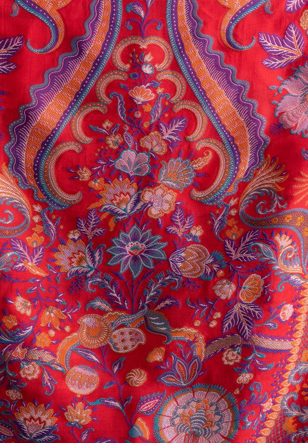 Etro Ornate Floral Pattern Scarf in Red / Multi	