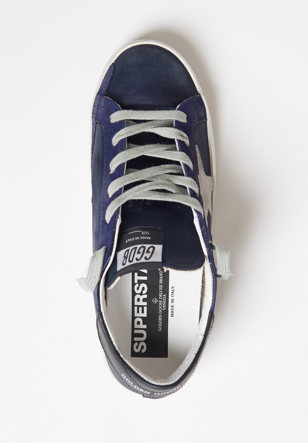 Golden Goose Satin Superstar Sneakers in Blue / Ice	