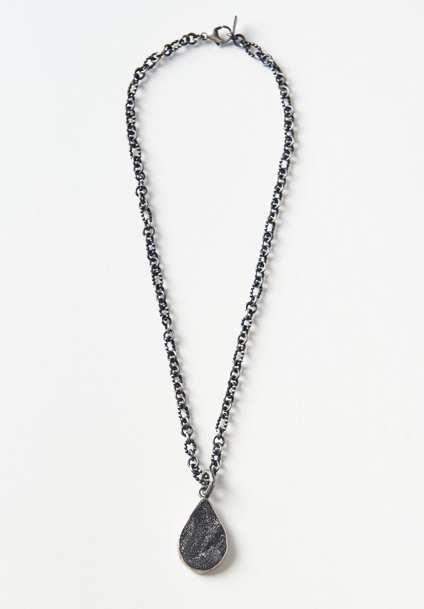 Miranda Hicks Black Druzy, Oxidized Chain Necklace	