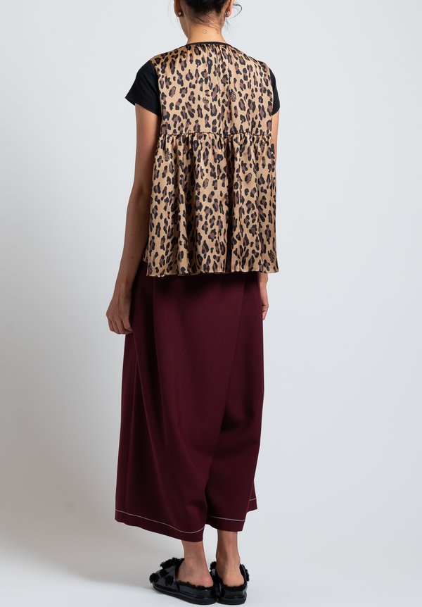 Sacai Printed Back Cotton/ Satin T-Shirt in Beige Leopard	