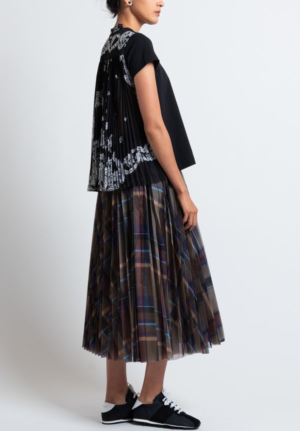 Sacai Pleated Back T-Shirt in Black/Floral