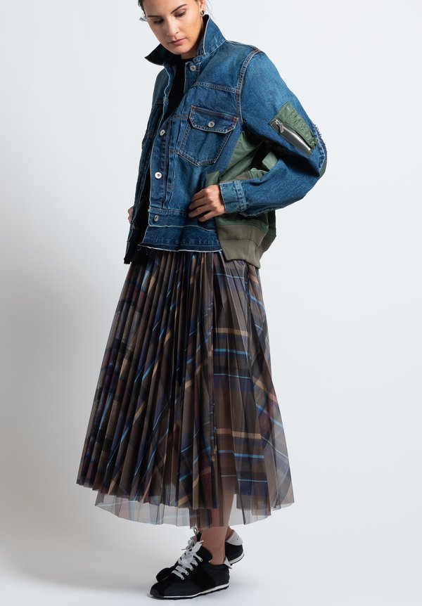 Sacai Denim/Nylon Multi-Fabric Jacket in Blue/Khaki | Santa Fe Dry