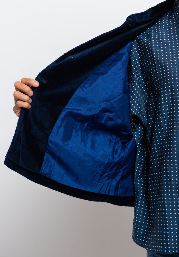 Péro Wool/Silk Embroidered Short Jacket in Cobalt	