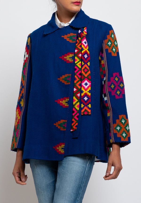 Péro Tribal Pattern Jacket in Cobalt | Santa Fe Dry Goods . Workshop ...