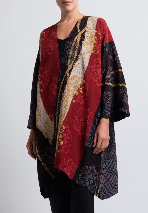 Mieko Mintz 2-Layer Kimono Print Kimono Duster in Black | Santa Fe Dry ...