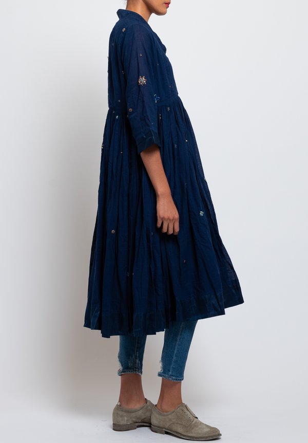 Péro Embroidered Wrap Dress in Cobalt	