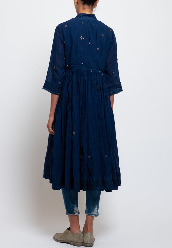 Péro Embroidered Wrap Dress in Cobalt	