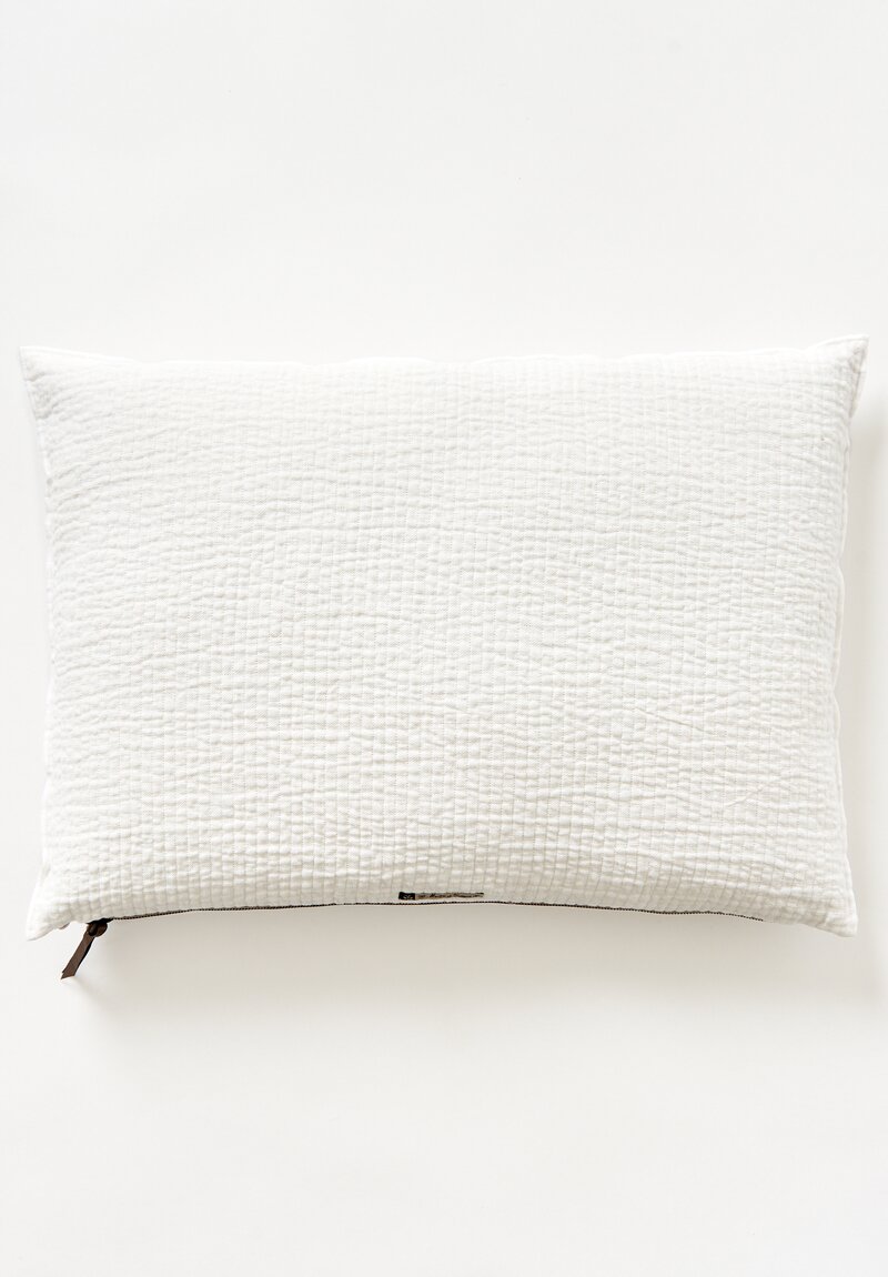 Maison de Vacances Large Quilted Crumpled Washed Linen Pillow Blanc/ Ecru	