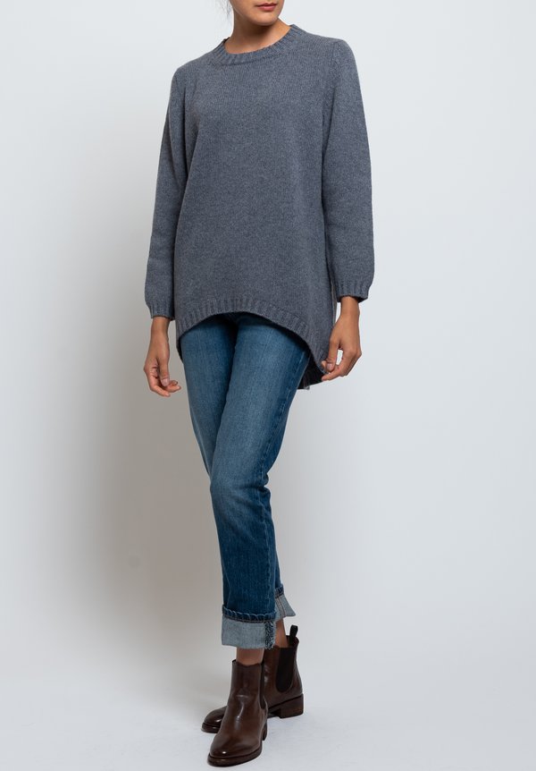 Hania New York Cashmere Tatiana Crewneck Sweater in Smog	