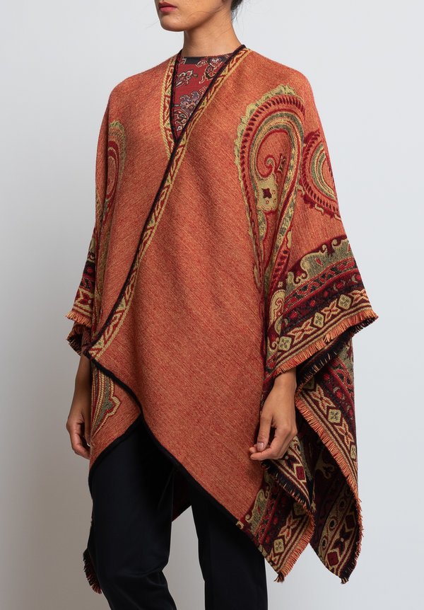 Etro Paisley Fringe Cape in Black	