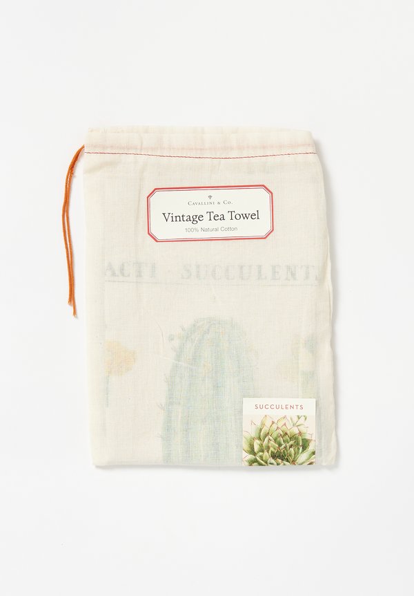 Natural Cotton Succulent Print Tea Towel