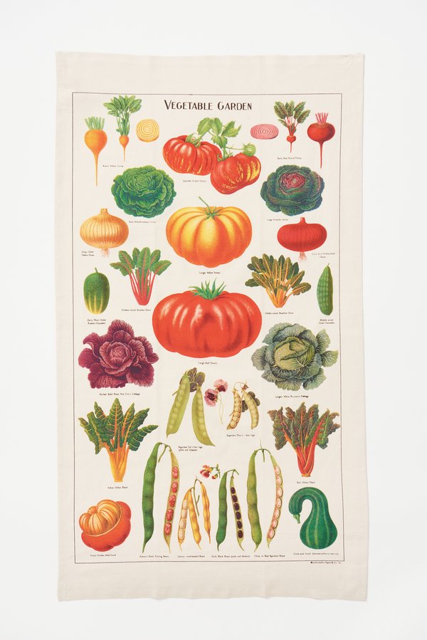 Natural Cotton Vegetable Print Tea Towel