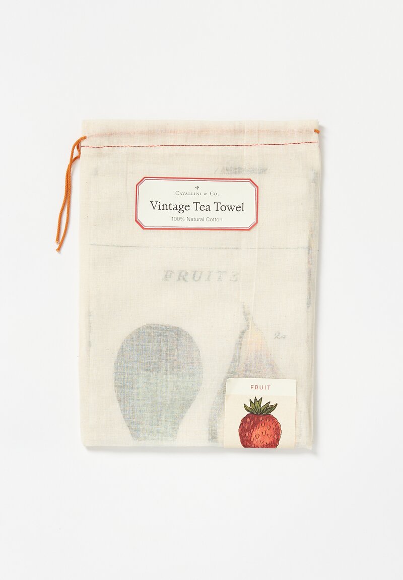 Natural Cotton Fruits Tea Towel in Tan