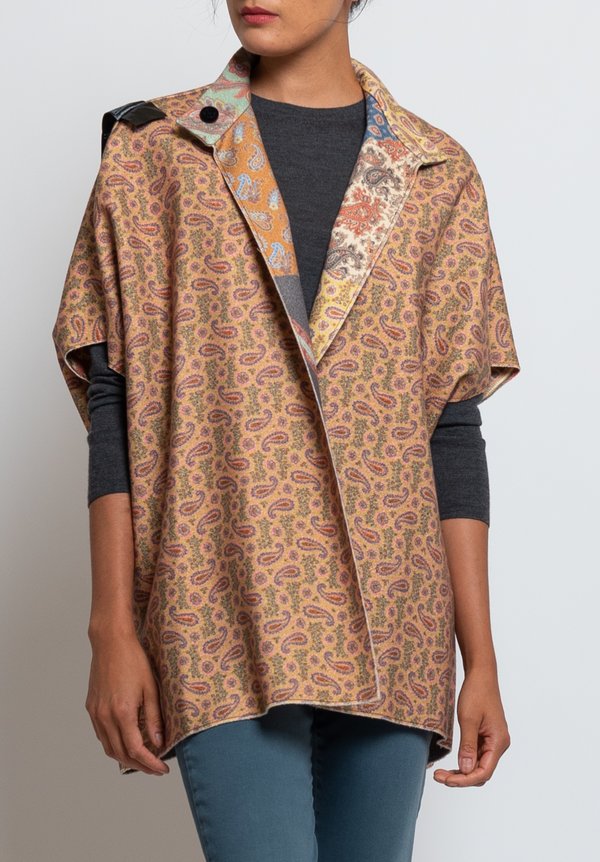Etro Wool/Angora Felted Reversible Paisley Jacket in Multicolor	