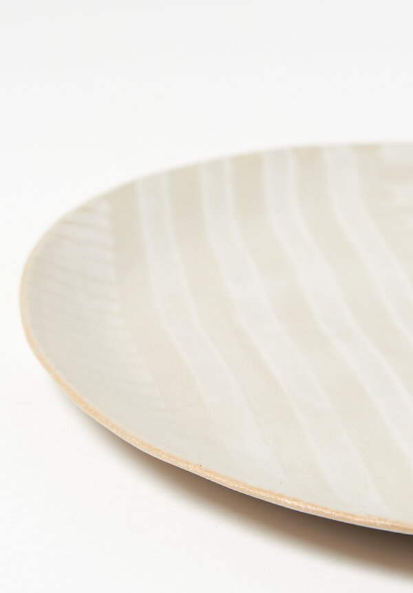 Laurie Goldstein Large Ceramic Dinner Plate in White on White	