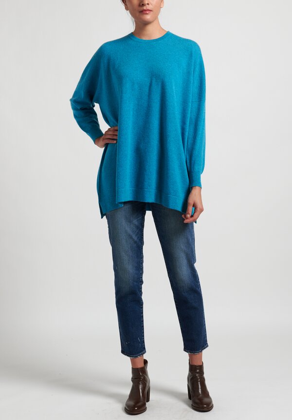 Hania New York Cashmere Marley Crewneck Sweater in Utopia Blue	