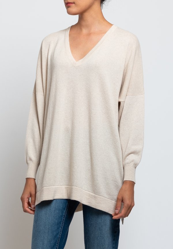 Hania New York Marley Cashmere V-Neck Sweater in Canvas	