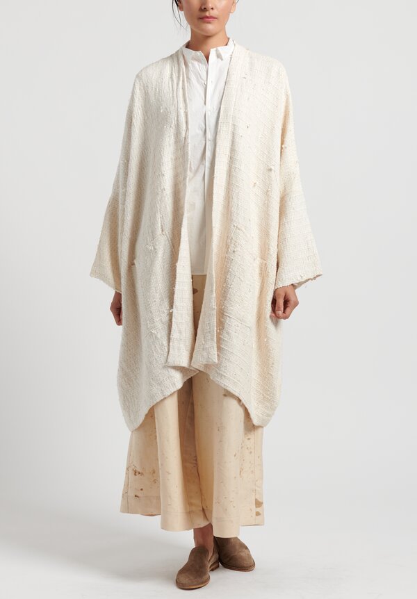 Kaval Japanese Vintage Silk Woven Haori Big Coat in Natural	