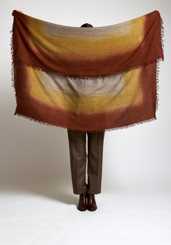 Alonpi Cashmere Hand-Painted Laia Scarf in Brown	