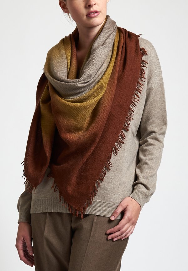 Alonpi Cashmere Hand-Painted Laia Scarf in Brown	